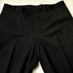 Hugo Boss Men's Black Dress Pants‎ Size 35R Virgin Wool Pleated Made in Mexico